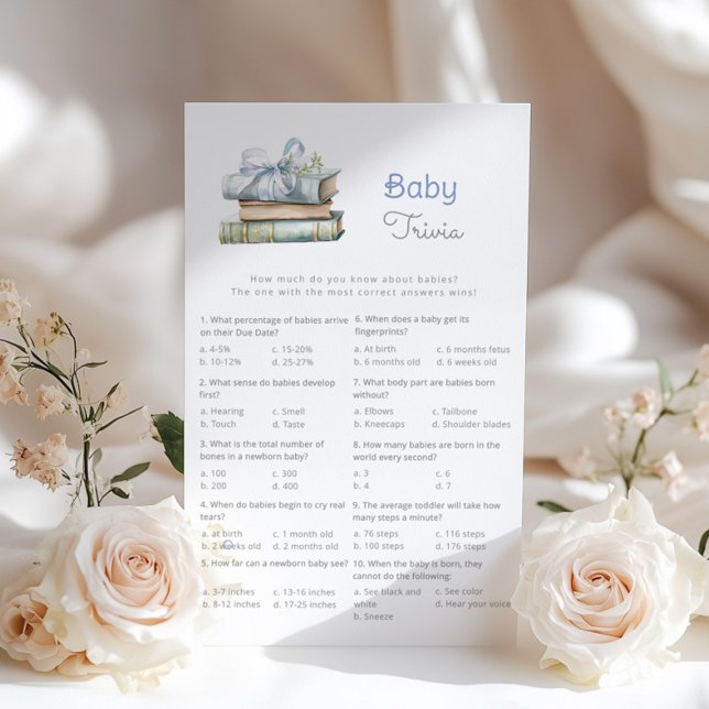 Papier Baby Trivia Blue Bow Books baby shower (Créateur téléchargé)