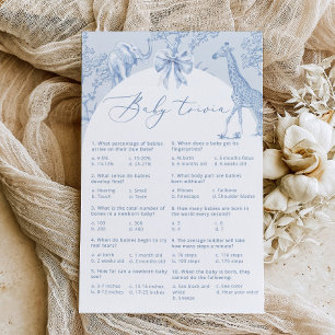 Papier Baby trivia toile de jouy Safari baby shower jeu