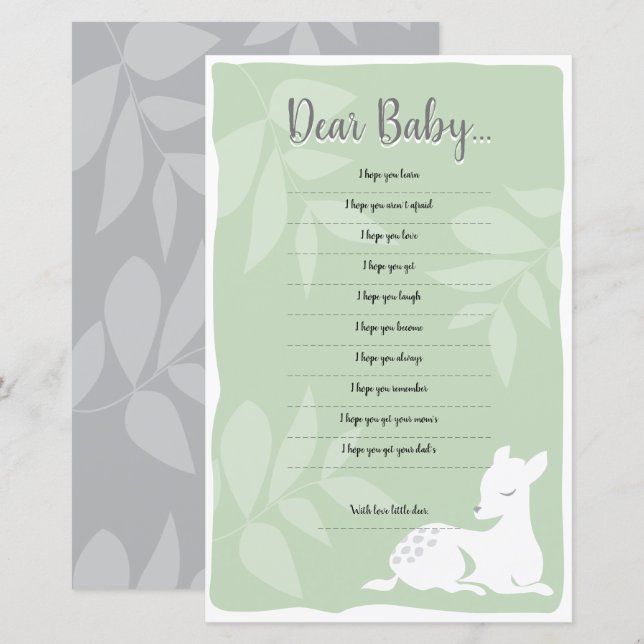 Papier Baby White Garden Deer Cher Baby shower Jeu (Devant / Derrière)
