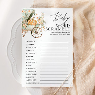 Papier Baby Word Scramble Citrouille Baby shower Jeu