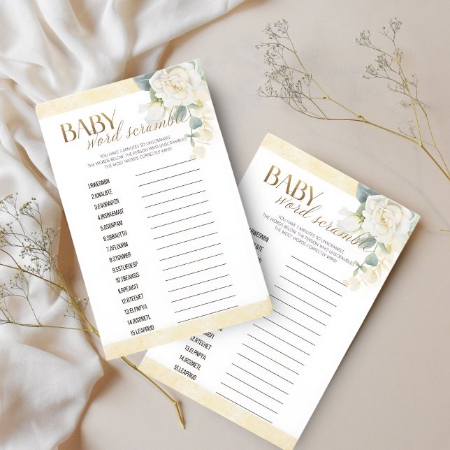 Papier Baby Word Scramble Game - It’s A Boy Gold Balloon (Créateur téléchargé)