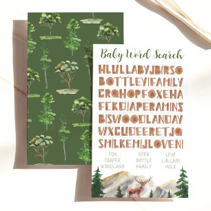 Papier Baby Word Search Mountains Deer Baby shower Games
