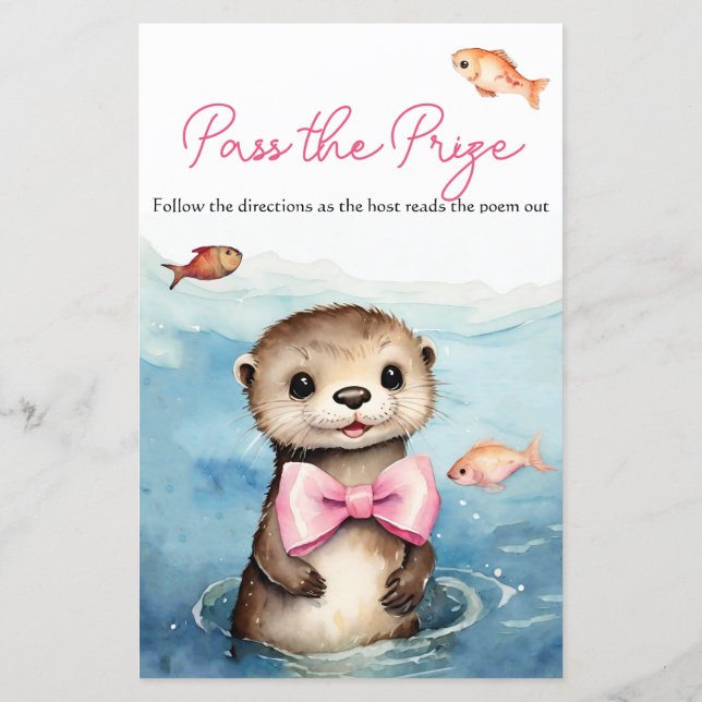 Papier BabyOtter Baby shower Passez le jeu du prix (Dos)