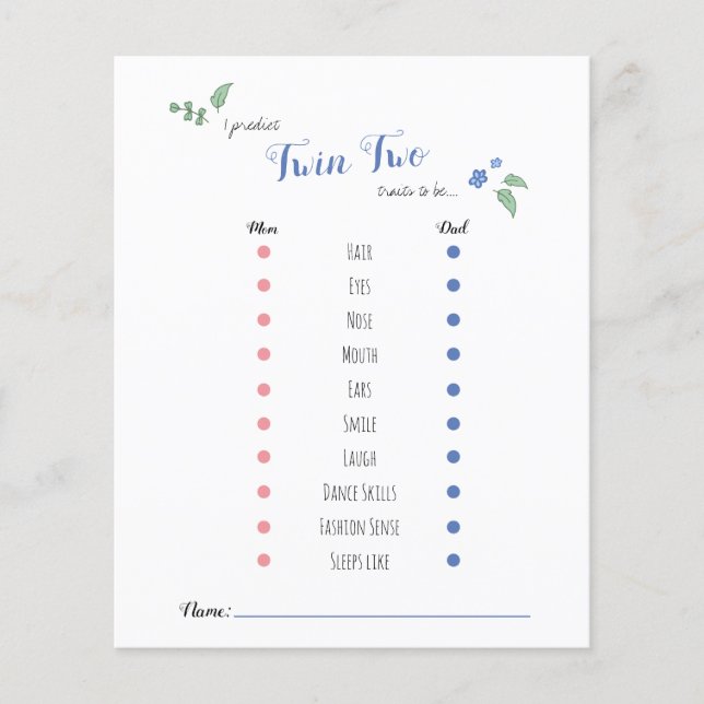 Papier Babyshower bébé pronostics twin ours thème (Devant)