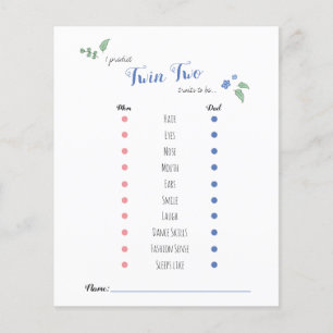 Papier Babyshower bébé pronostics twin ours thème