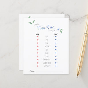 Papier Babyshower bébé pronostics twin ours thème