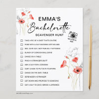 Bachelorette Chasse au trésor Fleurs rouges