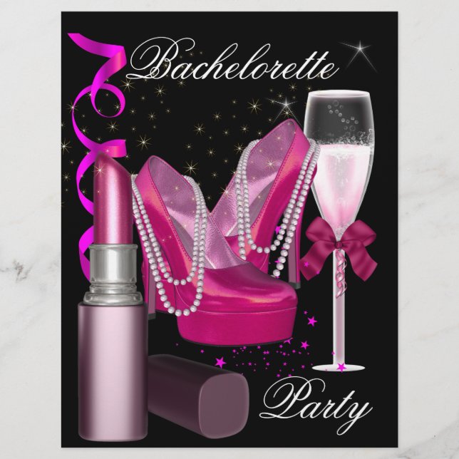 Papier Bachelorette Party Lipstick Chaussures roses Champ (Devant)