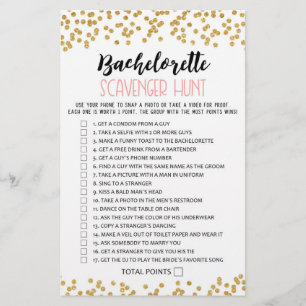 Papier Bachelorette Scavenger Chasse Hen Party jeu