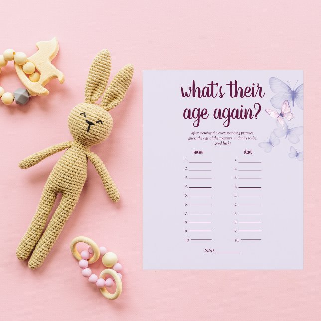 Papier Baisers à papillon Baby shower d'âge jeu | Pourpre (Créateur téléchargé)