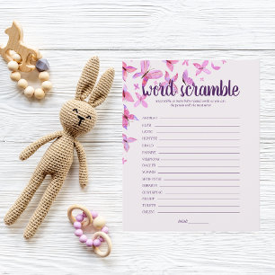 Papier Baisers à papillon Douche Mot Scramble Jeu Rose