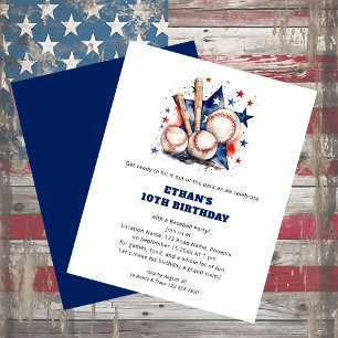 PAPIER Ball Bats Stars Baseball Geburtstag Rotes B