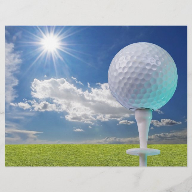 Papier balle de golf sur tee avec herbe (Devant)