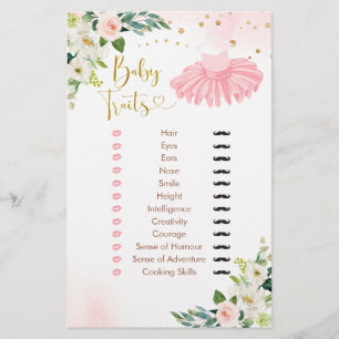 Papier Ballerina Tutu Baby shower Baby Traits Jeu