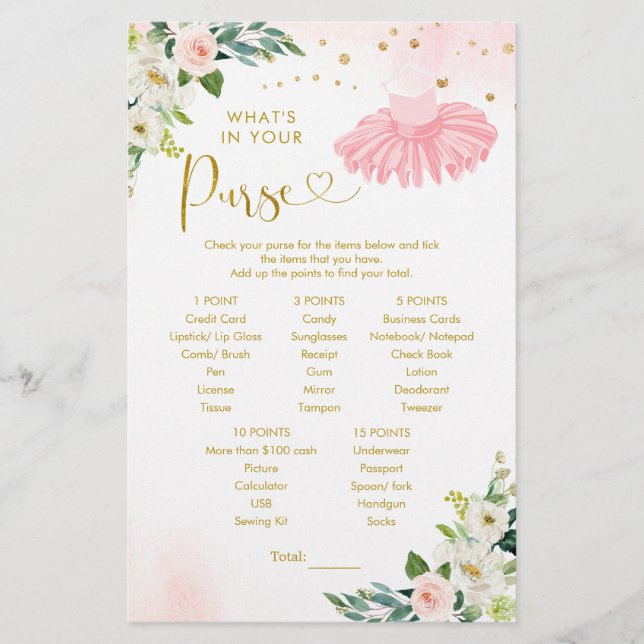 Papier Ballerina Tutu Baby shower Ce qui est dans votre s (Devant)