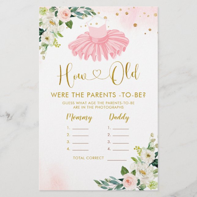 Papier Ballerina Tutu Baby shower Comment les vieux paren (Devant)