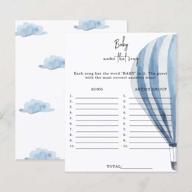 Papier Ballon à air chaud - Devine le titre de la chanson (Devant / Derrière)