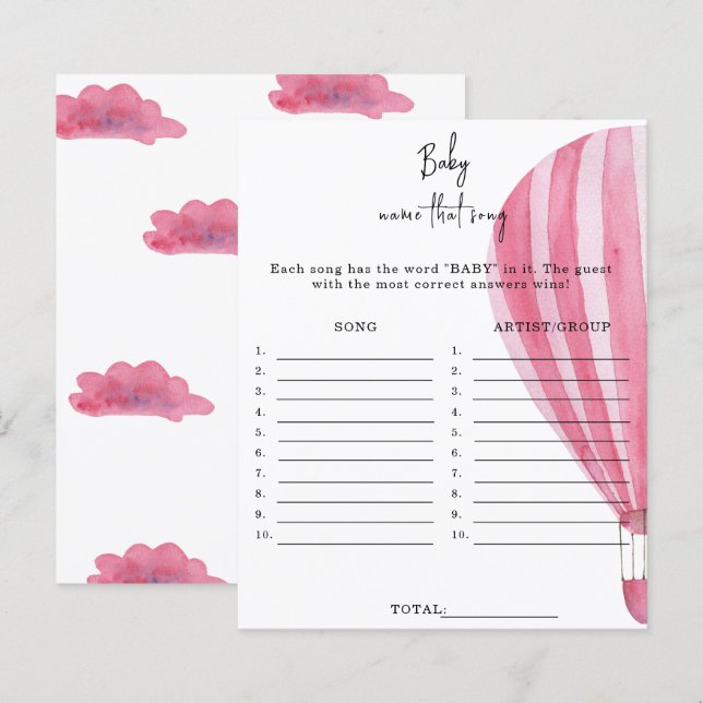 Papier Ballon à air chaud - Nommez cette chanson jeu de b (Devant / Derrière)