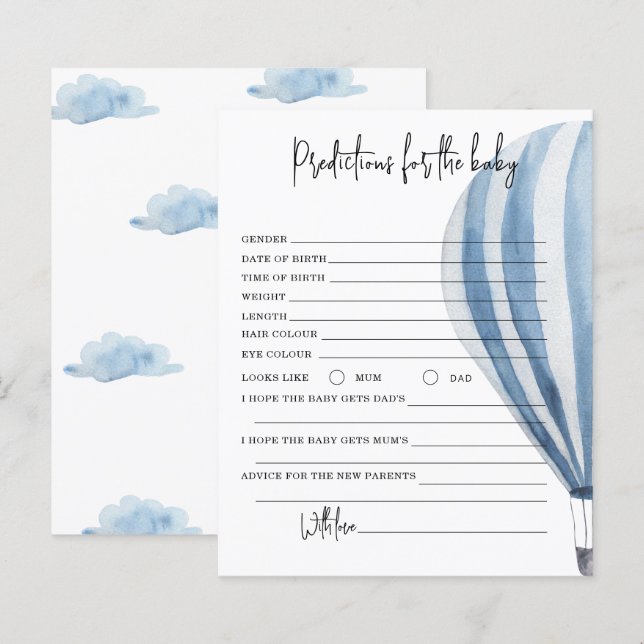 Papier Ballon à air chaud - prédictions et conseils bébé (Devant / Derrière)