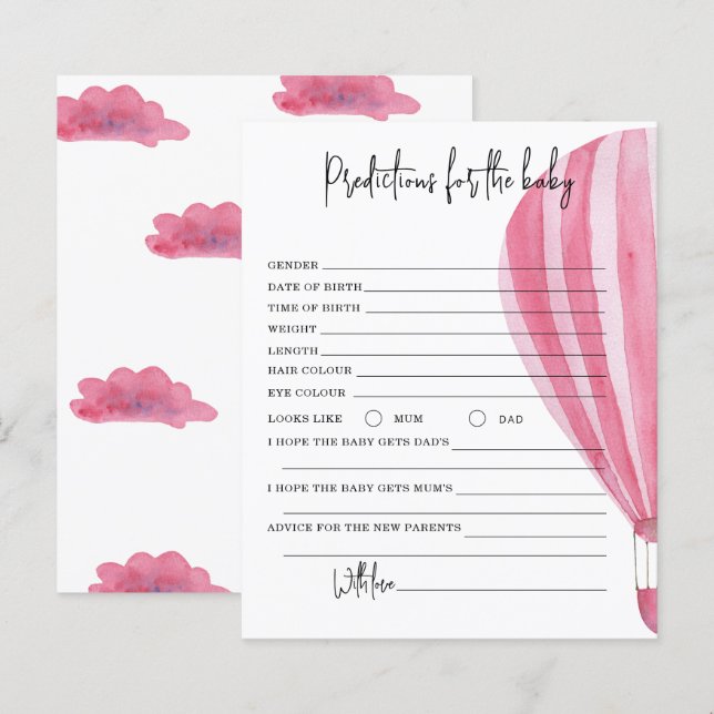 Papier Ballon à air chaud - prédictions et conseils bébé (Devant / Derrière)