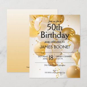 Papier Ballons blancs d'or Budget Invitations d'anniversa