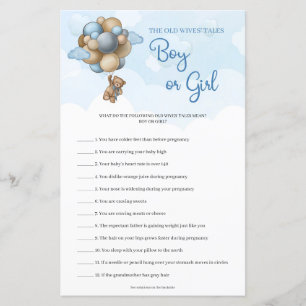 Papier Ballons bleu ours en peluche Guess Boy Or Girl tal