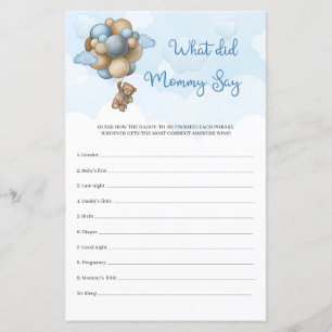 Papier Ballons bleu ours en Teddy Qu'a dit maman