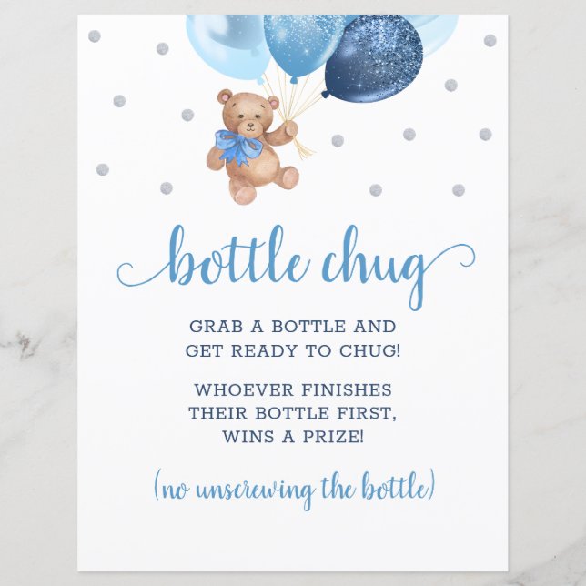 Papier Ballons bleu Teddy Bear Botton Jeu (Devant)