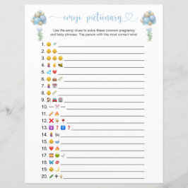 Papier Ballons bleus Emoji Pictionary Baby shower jeu