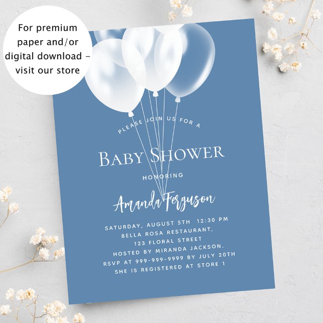 Papier Ballons bleus garçon budget baby shower invitation (Créateur téléchargé)