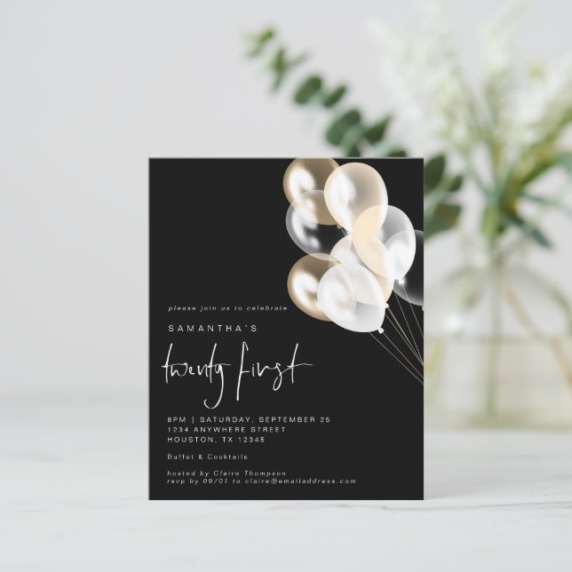 Papier Ballons Budget Blanc Noir 21e Invitation du parti (Debout devant)