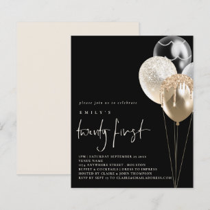 Papier Ballons Budget Gold Ivory 21e Invitation noir