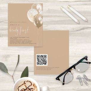 Papier Ballons Budget Gold Ivory QR Code 21e Invitation