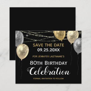 Papier Ballons de Parties scintillant d'or 80e anniversai