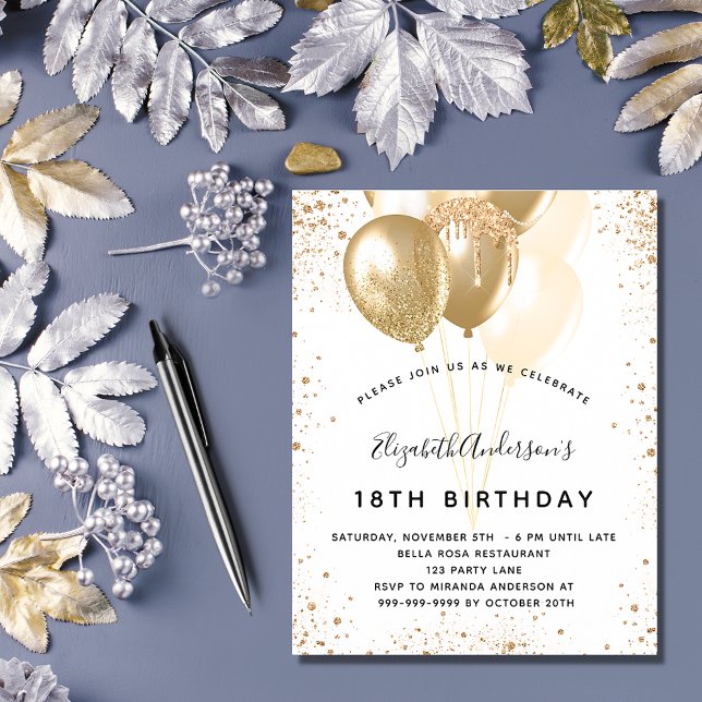 Papier Ballons de parties scintillant d'or blanc à la fêt (Créateur téléchargé)