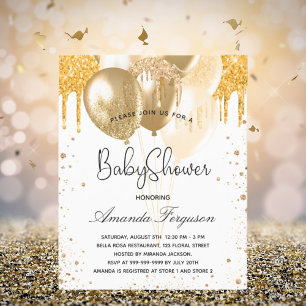 Papier Ballons de parties scintillant en or blanc baby sh
