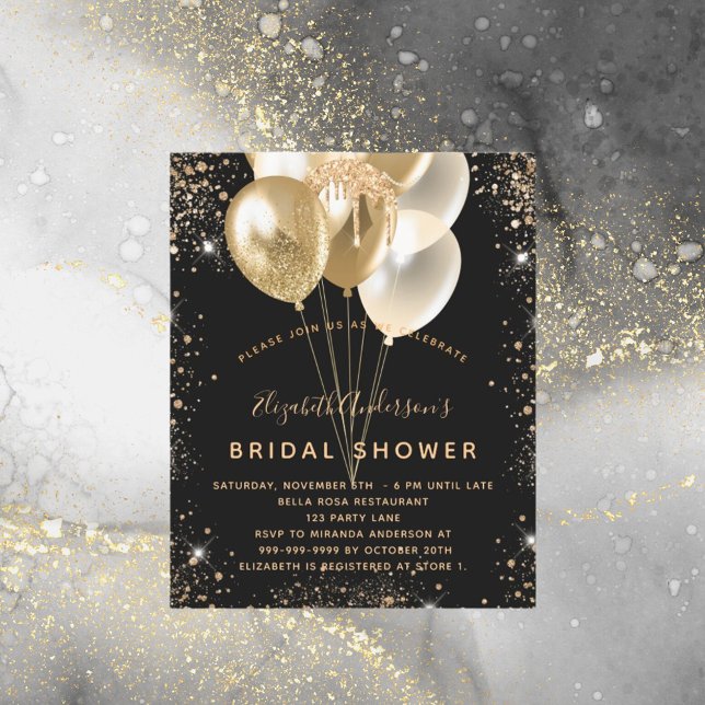 Papier Ballons de parties scintillant en or noir de Fête  (Créateur téléchargé)