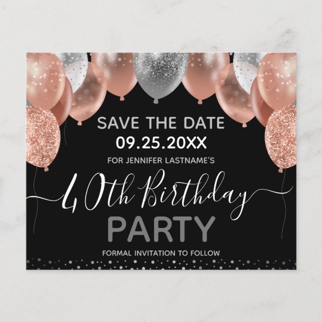 Papier Ballons de Parties scintillant rose 40e anniversai (Devant)