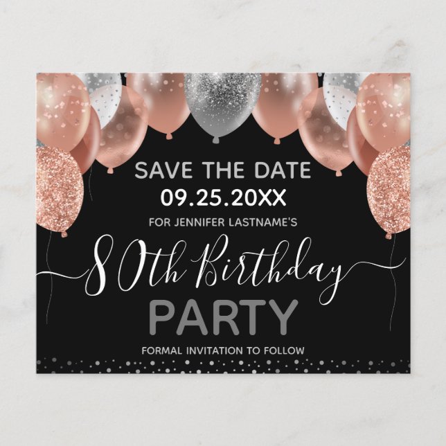Papier Ballons de Parties scintillant rose 80e anniversai (Devant)