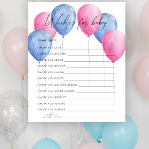 Papier Ballons de révélation du sexe vœux pour bébé jeu