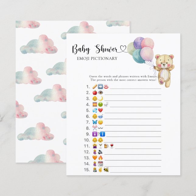 Papier Ballons d'ours en peluche - jeu d'émoticônes (Devant / Derrière)