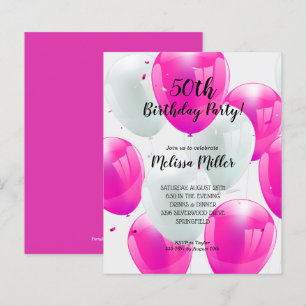 Papier Ballons rose budget Invitations de fête d'annivers