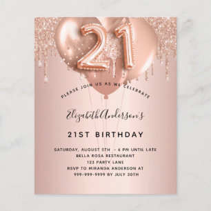 Papier Ballons rose gold blush pour un 21e anniversaire p