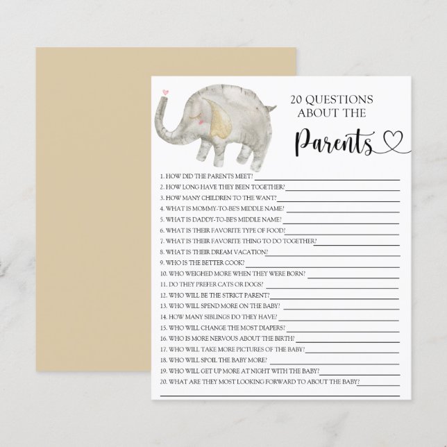 Papier Balloon Silver Elephant jeux sur les parents (Devant / Derrière)