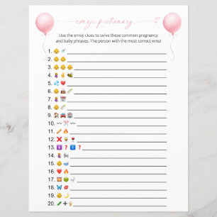 Papier Ballotte rose double face Emoji Pictionary Jeu