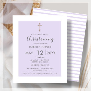 Papier Bande pourpre Christening Budget Invitation