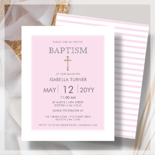 Papier Bande rose Invitation budgétaire du baptême