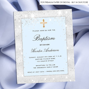 Papier Baptême bleu argent parties scintillant garçon cro
