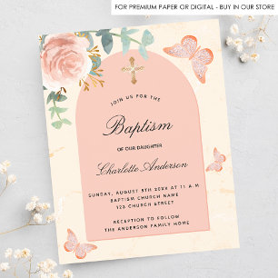Papier Baptême Budget eucalyptus rose papillons floraux