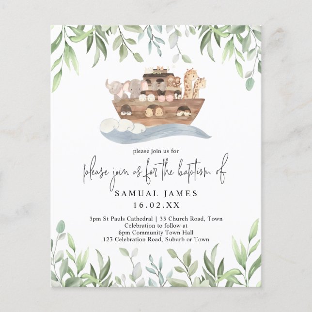 Papier Baptême budgétaire Arche de Noé (Devant)